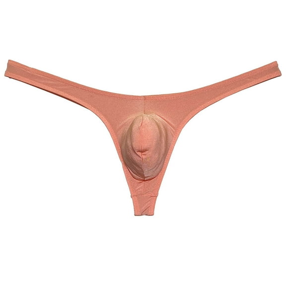 Botmois Sexy Mens Pouch Enhancing Thong Underpants Shiny Bikini Underwear Tangas Watermelon Red M