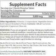 Nature's Bounty Quick Dissolve Biotin Tablets, 5000mcg, 60 Ct