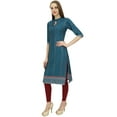 thumbnail image 1 of Bimba Women's Designer Blue Printed Tunic Top Sassy Kurta Festive Kurti-12, 1 of 5