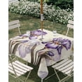 thumbnail image 2 of Purple Iris Square Outdoor Tablecloth, Waterproof Table Cloth Cover with Umbrella Hole and Zipper, Vintage Butterfly Flowers Beige Table Protector for Patio Party Picnic 54"x54", 2 of 6