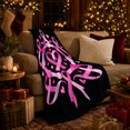 thumbnail image 3 of Pink Ribbon Heart Support Breast Cancer Awareness, Cozy Typography Art Scene, Warm Flannel Blanket for Living Room and Reading Nook, Art Lovers Valentine's Day Gift, Artistic Home Decor, 3 of 9