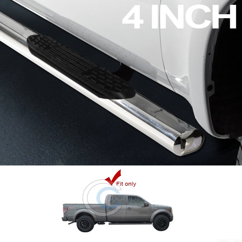 For 15-18 Ford F150//F250//F350 Super Duty Crew Cab Pair Black 5 inches Wide Oval Tubing Side Nerf Step Bar