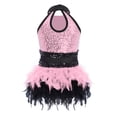 thumbnail image 4 of TSSOE Kids Girls Sequin Jazz Dance Outfit Sparkle Ballet Gymnastics Leotard Feather Skirt Dress Performance Dancewear Pink 14, 4 of 4