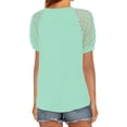 thumbnail image 2 of MOSHU V-Neck Blouses for Women Lace Short Sleeve Shirts Casual Women Tops, 2 of 9