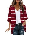 thumbnail image 1 of Mujeres de Manga Larga Tops de Moda Casual Impresión Suelta Cubrir Blusa de Cárdigan, Poliéster Suave Manga 3/4, 1 of 5