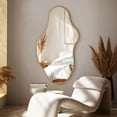 thumbnail image 3 of TEWLOSS Irregular Wall Mirror Decorative 43"x 24" Gold Bathroom Mirrors Metal Frame, Drop Shape, 3 of 9