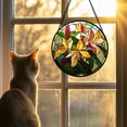 thumbnail image 3 of Stained Glass Window Hanging - Red Yellow Flower Suncatcher for Door Garden Home Decor Wildflowers Sun Catchers Christmas Mother's Day Birthday Gifts for Women Men Mom Nana Friend, 3 of 6