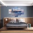 thumbnail image 4 of Canvas Wall Art Navy Blue Decor Battleship in The WWII Paintings Boat Ship Pictures 5 Piece Premium Quality Prints Artwork House Decorations Framed Stretched Ready to Hang, 60" Wx40 H, 4 of 6