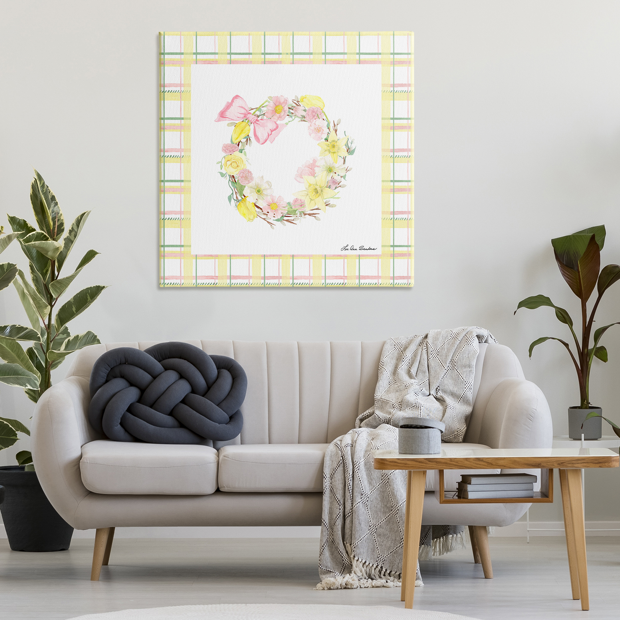 Wreath in Spring Pastels Canvas Wall Art, design by Lee Ann Sanders