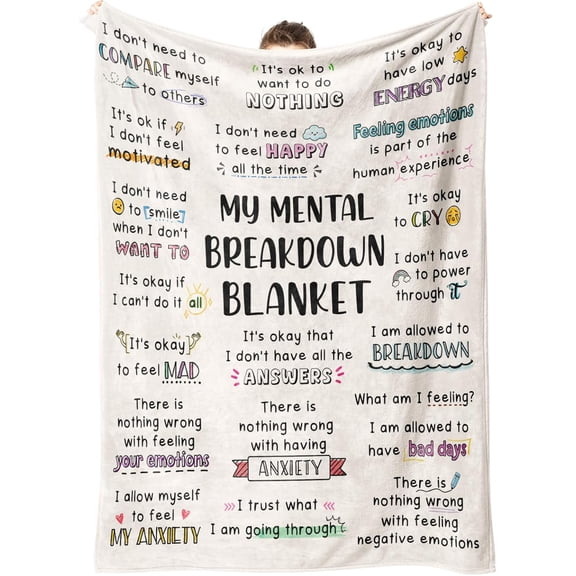 60x50IN My Mental Breakdown Blanket, Anxiety Relief Items, Emotional Healing Support Throw Blanket, Mental Health Awareness/Gifts for Women Men, Therapy/Counseling Office Must Haves/Decoration