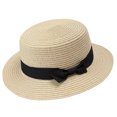 thumbnail image 7 of Fewfanhot Women Wide Brim Straw Boater Hat UPF Sun Protection Foldable Beach Fedora with Rhinestone Buckle Ribbon, 7 of 7