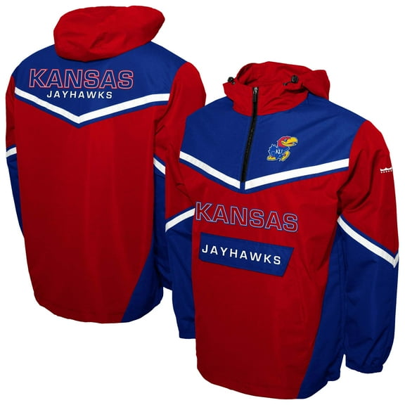Men's Franchise Club Red Kansas Jayhawks Action Anorak Half-Zip Jacket