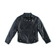 thumbnail image 3 of WOYY Stylish Leather Jacket for Girls Lapel Short Outerwear Pu Coat, Sizes 4-5T, 3 of 4