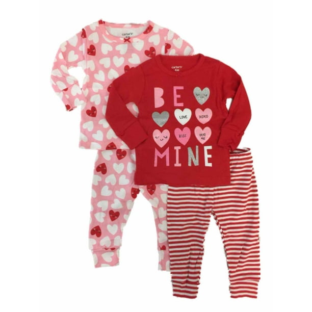 Carters Infant Girls 4 Piece Pink &amp; Red Be Mine Heart Valentines