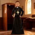 thumbnail image 3 of MEZZALL For Boys Black Priest Robe With Monk Outfits For Teen Kids Holiday Party Clothing Sets, 3 of 8