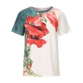 thumbnail image 4 of USSUMA Plus Womens Tops Dressy Casual Women's Casual Loose Floral Print Crewneck Summer Tops Printed Short Sleeve Plus Tunics T-Shirt Tops Ladies Tops Trendy, 4 of 8