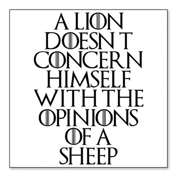 DistinctInk Custom Bumper Sticker - 3" x 3" Decorative Decal - White Background - Lion Doesn't Concern With Opinions Sheep