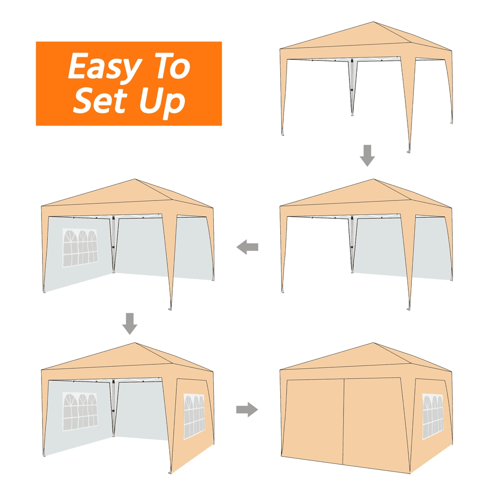 Alden Design 10x10ft Outdoor Canopy Enclosed Instant Tent with Sidewall Window for Party Wedding Marketing, Beige