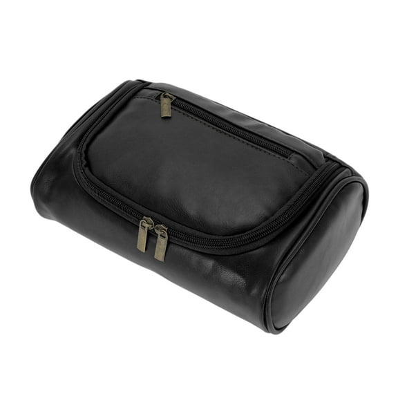 Unique Bargains Toiletry Bag PU Travel Cosmetic Bag for Women Travel Organizer Bags Waterproof and Durable Make Up Bag with Compartments Black