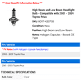 thumbnail image 2 of High Beam and Low Beam Headlight Bulb - Compatible with 2001 - 2009 Toyota Prius 2002 2003 2004 2005 2006 2007 2008, 2 of 2