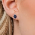 thumbnail image 3 of Gem Stone King 14K White Gold Blue Sapphire Double Notch Stud Earrings | 3.60 Cttw | Gemstone September Birthstone | Oval 8X6MM | Gold Earrings for Women Men, 3 of 6