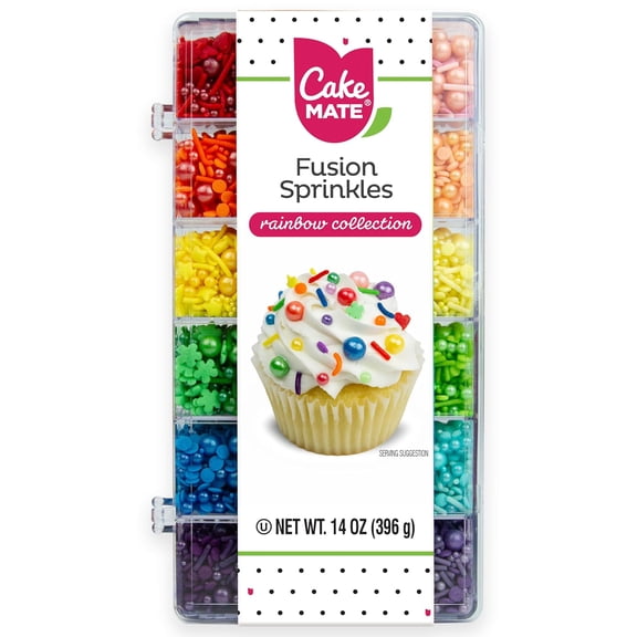 Cake Mate Rainbow Fusion Dessert Sprinkles, Assorted Colors and Shapes for, Holiday, Valentines Sprinkle Tacklebox, 14oz