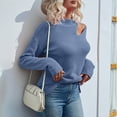 thumbnail image 4 of Miluxas Plus Size Sweater Tops On Seasonal Clearance Women's Solid Long Sleeve Pullove Sweater Tops Blue 10(XL), 4 of 8