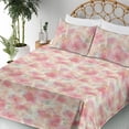 thumbnail image 3 of Ambesonne Hollyhock Fitted & Flat Sheet with Sham 3 Pcs Set, Outline Floral Patterns, Twin XL, Pale Pink Peach Coral, 3 of 5