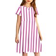 thumbnail image 4 of Ashirexll Teen Summer Dresses, Girls Summer Dresses, 4-14 Years Toddler Girls Summer Gradient Color Printed Short Sleeve Stretchy Dress A-Line Dress, 4 of 7