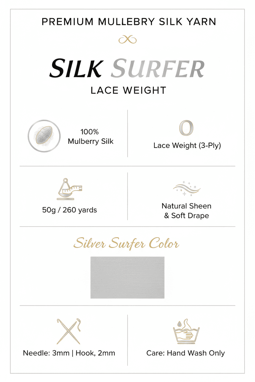 Knitsilk 3 Ply 100% Mulberry Silk Lace Weight Yarn, 5 Pack