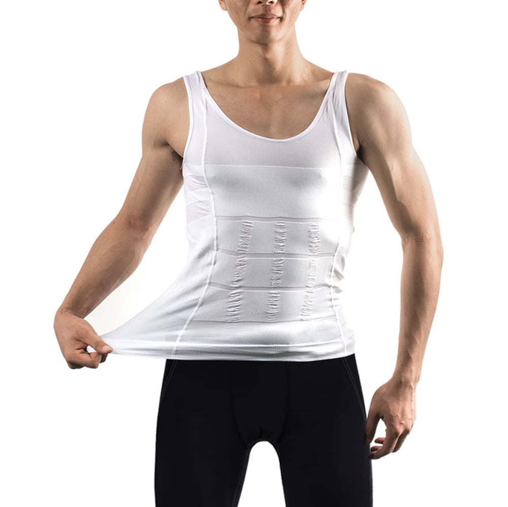 IMAGE Mens Body Shaper Slimming Shirt Tummy Waist Vest Lose Weight Shirt Mens Elastic Sculpting Vest Thermal Compression Base Layer Slim Compression Muscle Tank Shapewear for Men