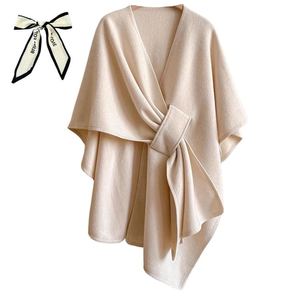 Women's Fleece Drape Shawl, Ultra Soft Open Front Poncho Wrap for Travel, Fall & Winter
