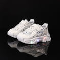 thumbnail image 2 of Toddler Girls Tennis Shoes Splice Leather Bowknot Print Light up Sneakers Trendy Thick Sole Lightweight Walking Shoes White 11.5 Little Kid, 2 of 6