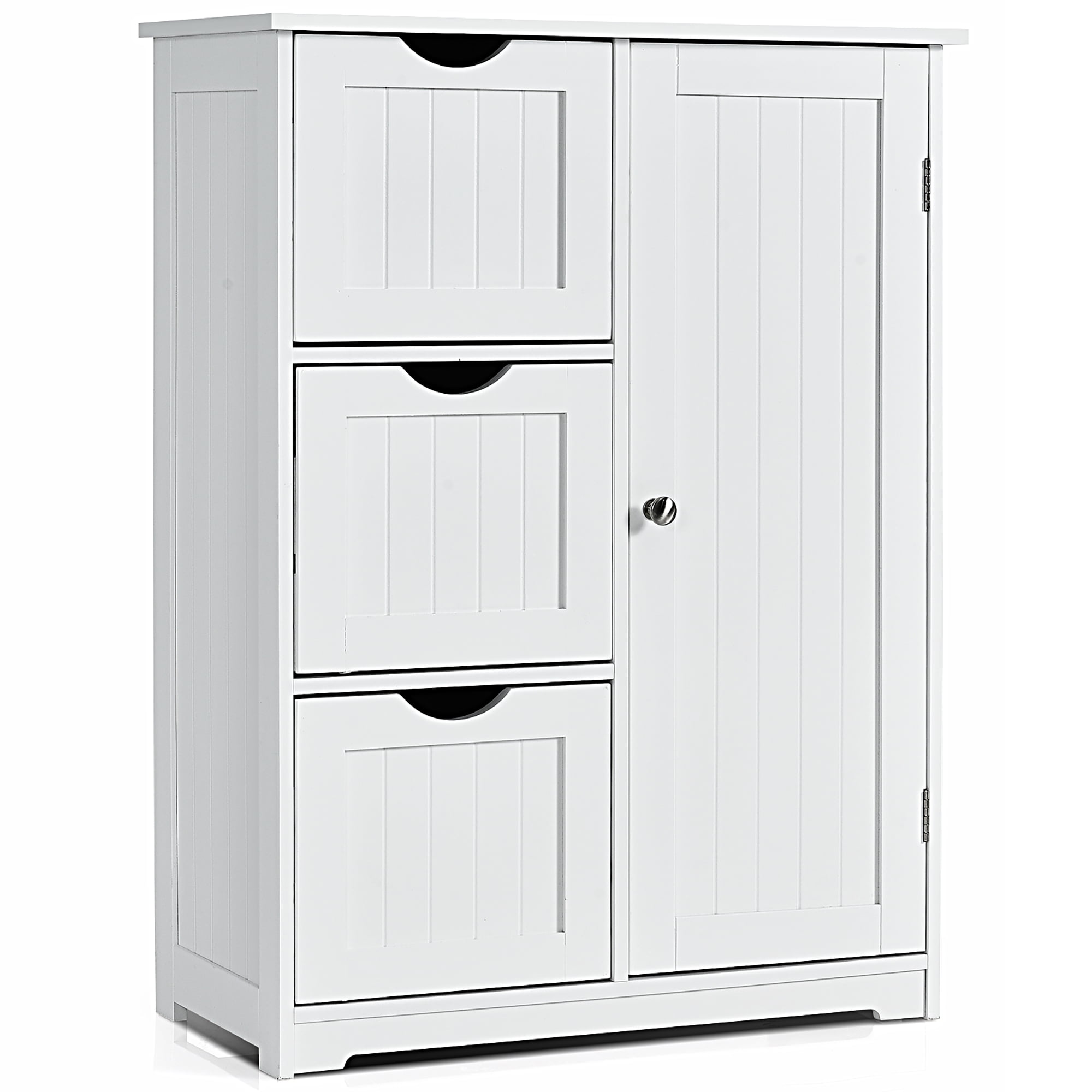 Costway Bathroom Floor Cabinet Side Storage Cabinet With 3 Drawers And