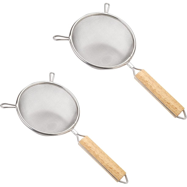 Colador de cocina/tamiz de harina de acero inoxidable con mango tamiz de harina profesional tamiz de cocina de malla fina 2 piezas colador de malla fina