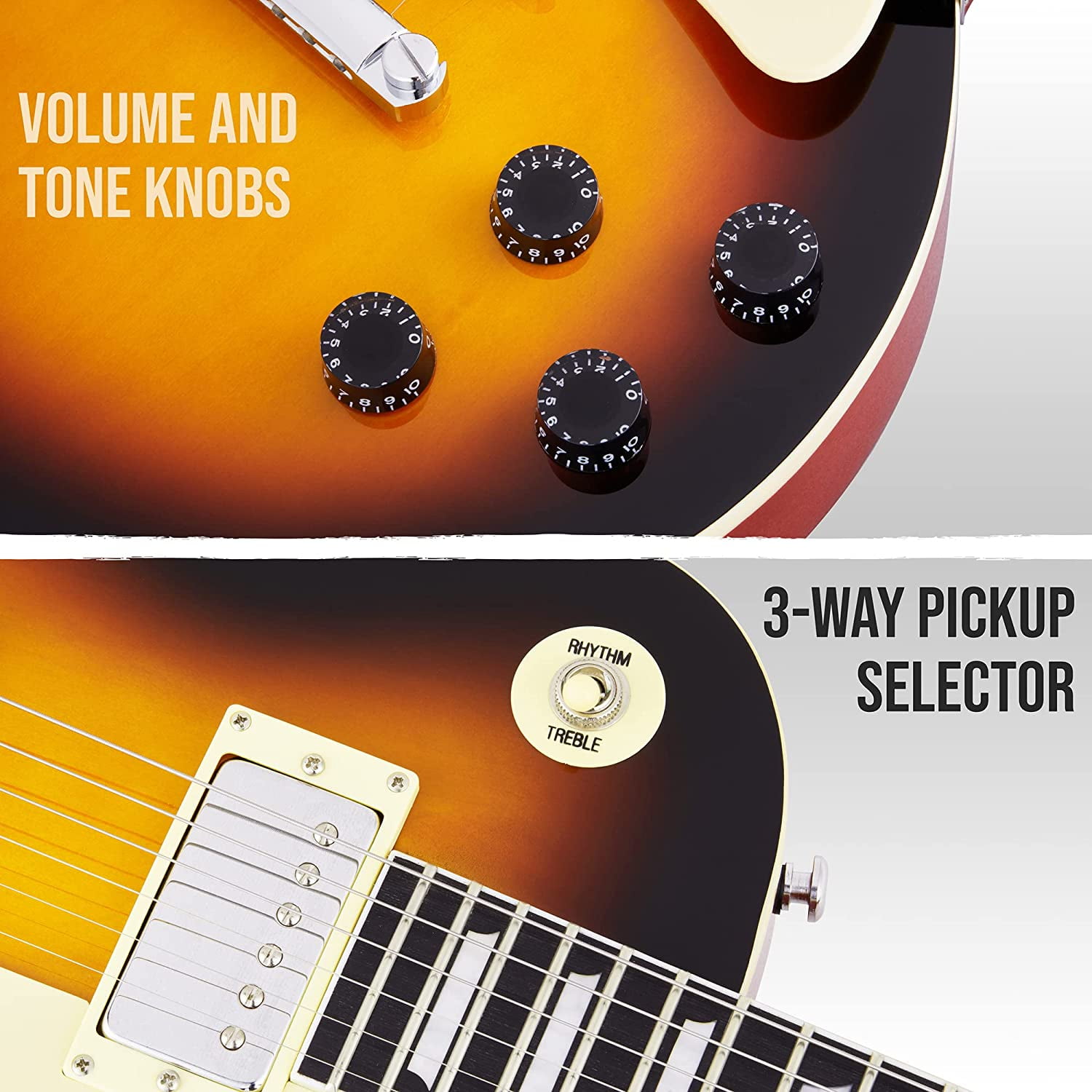 LyxPro Les Paul Electric Guitar 39-Inch SB Series with Humbucker Tone