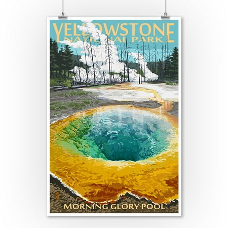 Morning Glory Pool Yellowstone National Park, Wyoming - Morning Glory Pool - Lantern Press Artwork (9x12 Art Print, Wall Decor Travel Poster) ()