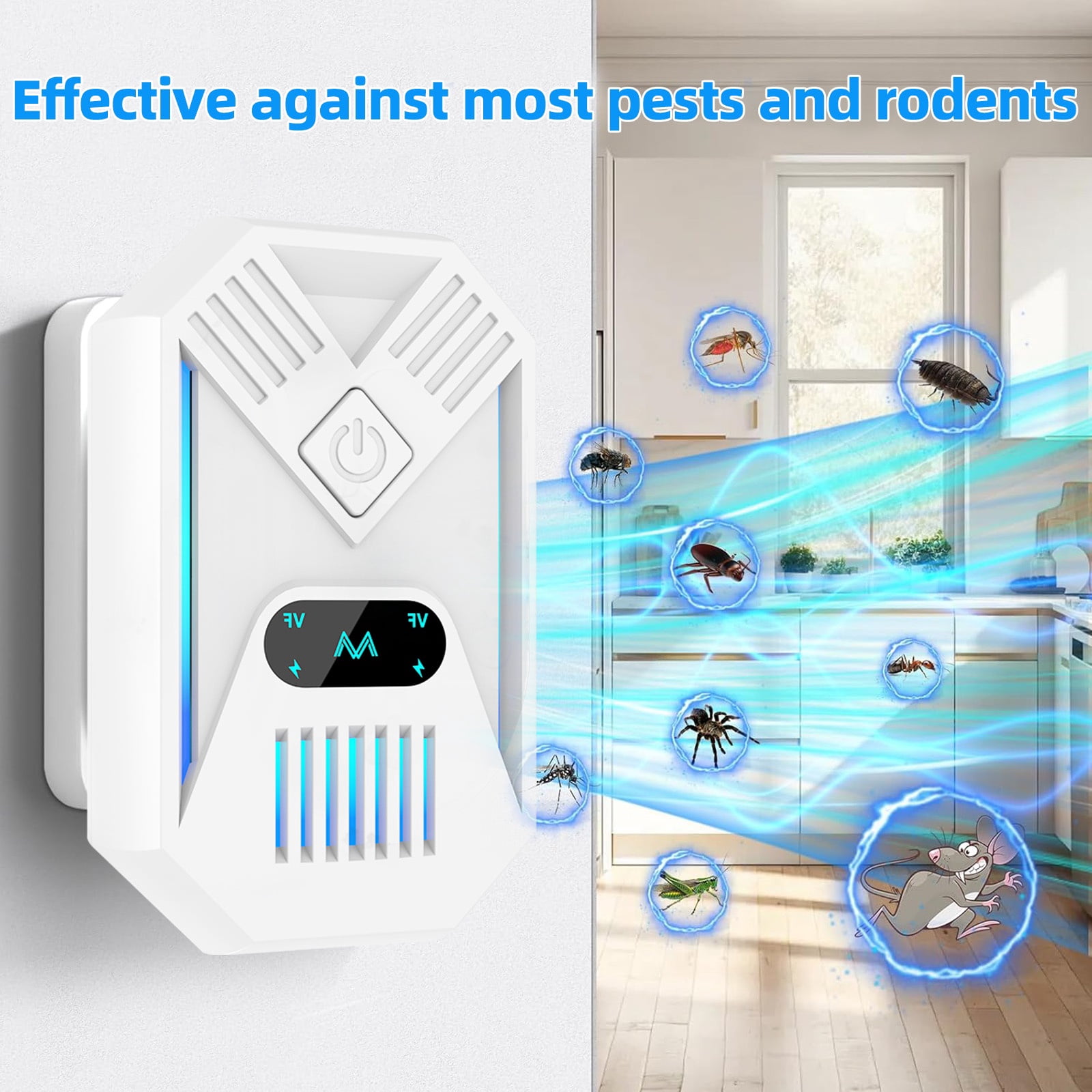 Ultrasonic Repeler Indoor, Mouse Repelent Plug in, Pest Control, Repelent Roach, Rodent, Mouse, Bugs, Mosquito, Spider, Ant for Home,Kitchen, Office, Warehouse, Hotel