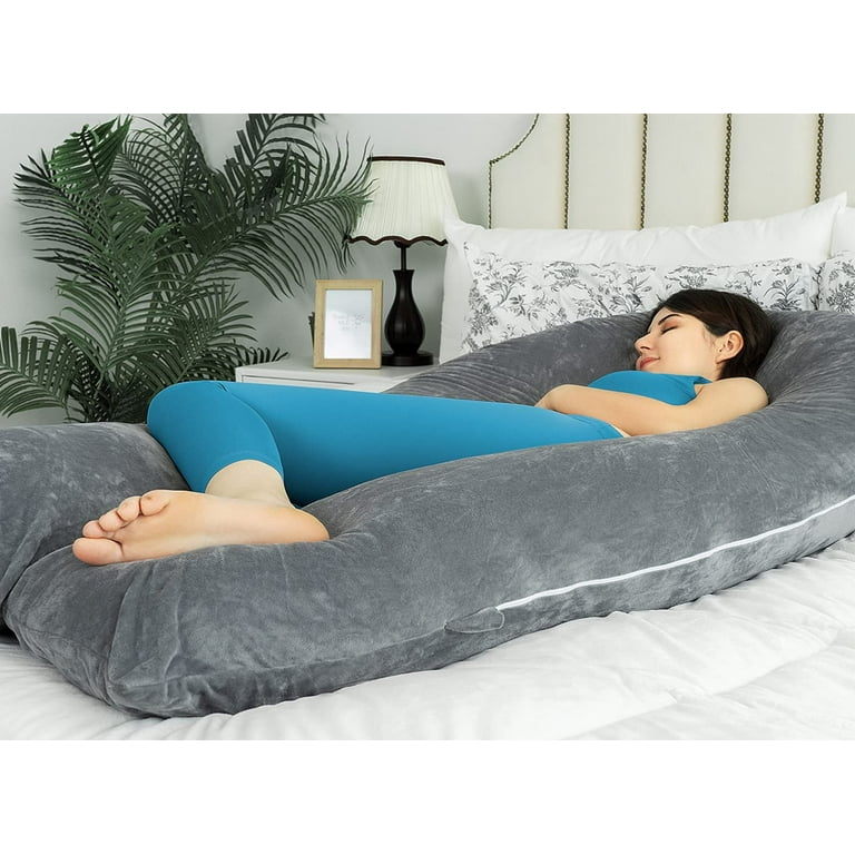 QUEEN ROSE Pregnancy Pillow with Velvet Cover-Maternity Body Pillow U  Shaped for