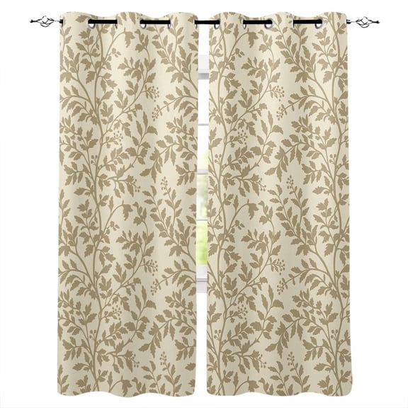 Beige Spring Floral Blackout Curtains 90 Inch Length 2 Panels Set for Living Room Bedroom, Farmhouse Flowers Elegant Pastoral Privacy Window Treatment Thermal Insulated Black Out Drapes 52"x90"