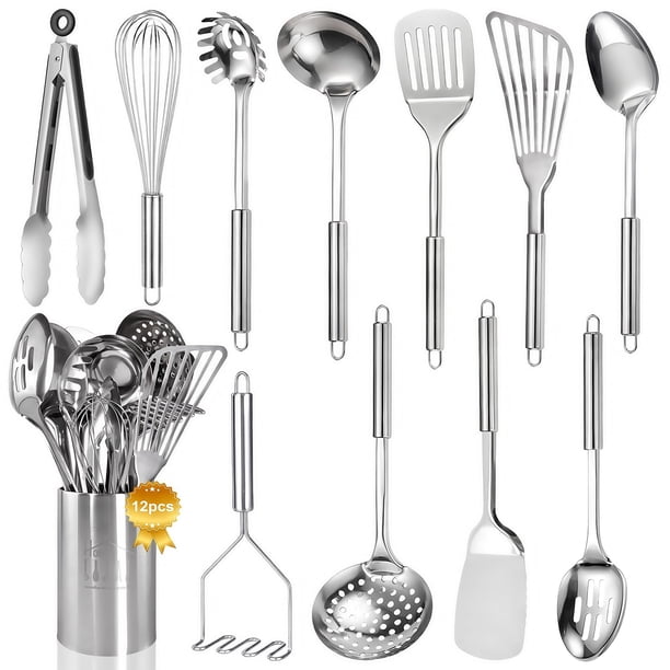 Set de utensilios de cocina Blithely 12 piezas de acero inoxidable con soporte