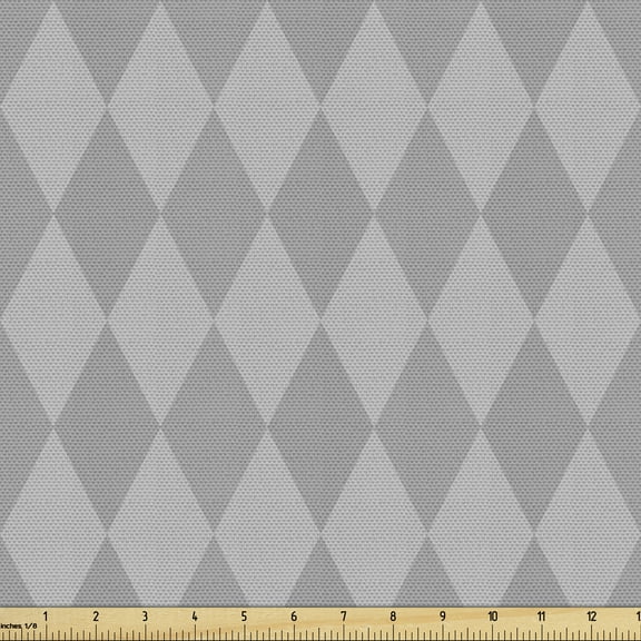 Geometric Rhombus Fabric by the Yard, Neutral Design Simplistic Rhomb Check Repetition Graphic, Decorative Upholstery Fabric for Sofas and Home Accents, 5 Yards, Pale Taupe and Pale Grey by Ambesonne