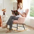 thumbnail image 6 of JOINSUN Rocking Chair Nursery, Teddy Upholstered Glider Rocker with High Backrest, Reading Chair Modern Rocking Accent Chairs Glider Recliner, Pink, 6 of 6