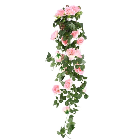 Taotanxi 1PCS Artificial Rose Vine Hanging Plants Fake Flower Outdoor Flowers UV Resistant for Indoor Outside Garden Porch Window Box Home Wedding Farmhouse (Pink/02)