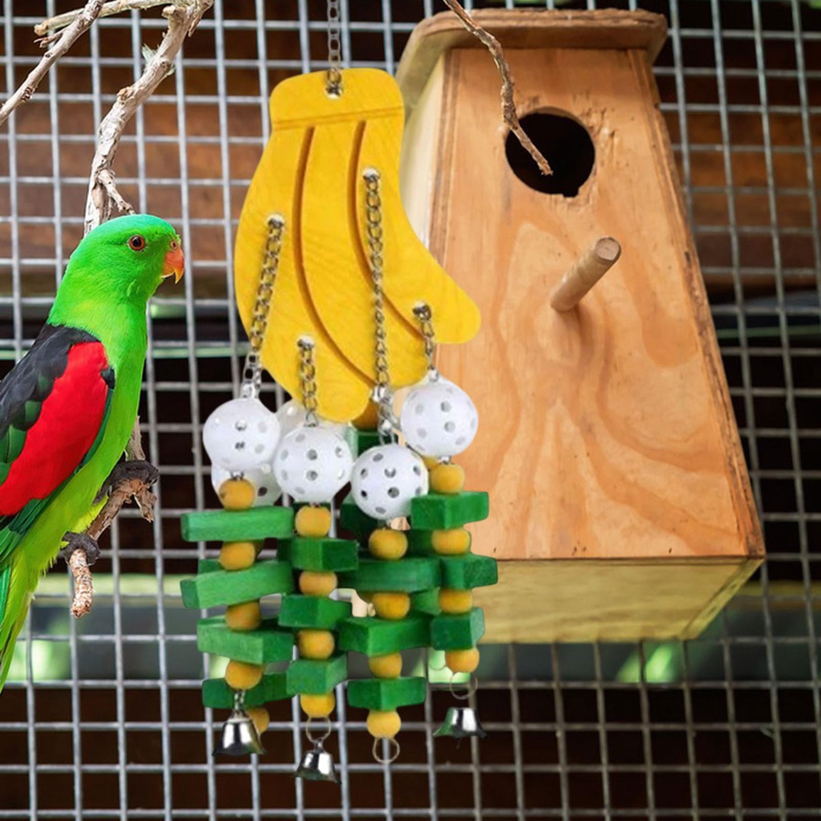 Serenable Parrot Chewing Toy Bird Toy with Hook Boredom Breaker Hanging Cage Accessory for Cockatiels Budgie Conures Lovebird Cockatoos