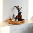 thumbnail image 2 of Round Rattan Tray, Hand Woven Serving Tray with Handles, Wicker Serving Basket, Decorative Tray for Home Decor, Natural, 2 of 8