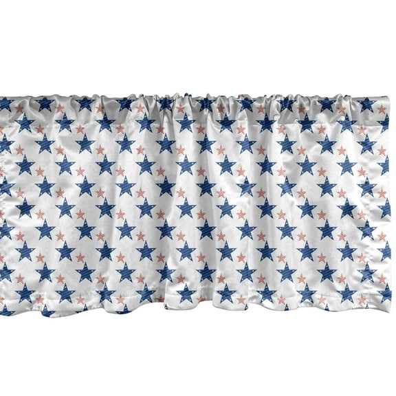 Ambesonne Independence Day Window Valance, American Patriotic, 54" X 18", White Cobalt Blue