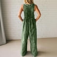 thumbnail image 3 of Women's Summer Denim Jumpsuit Sleeveless Wide Leg Overalls Baggy Pleated Tie Front Tank Jean Romper, XL, 3 of 3