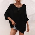 thumbnail image 2 of safuny Women's Trendy Loose Knitted Sweater Clearance Solid Tops Long Sleeve Tees Round Neck Shirts Bust Pocket Vintage Clothing 2024 Fashion Summer Black S, 2 of 9