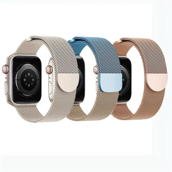 3 Pack Magnetic Band Compatible with Apple Watch Bands 42mm 44mm 45mm,46mm,49mm(S10 46mm)Stainless Steel Mesh Loop Strap with Magnetic Clasp for iWatch SE/7/6/5/4/3/2/1",suitable for both men an